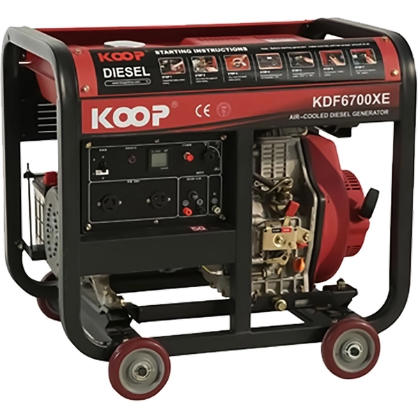 موتور برق دیزلی 5 کیلووات کوپ مدل KDF6700XE با موتور 418 سی‌سی و باک 12 لیتری